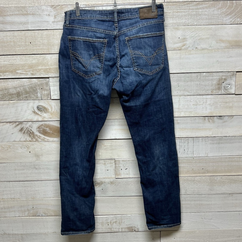 Buckle BKE Mason Jeans Mens 34x32 Blue‎ Straight Leg Thick Stitch Whiskering